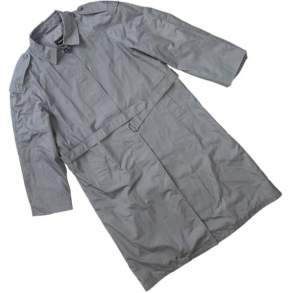 teamcity (Sweden) Plain Weave Cotton Blend Belted Military Trench Coat Cement : - Picture 1 of 5